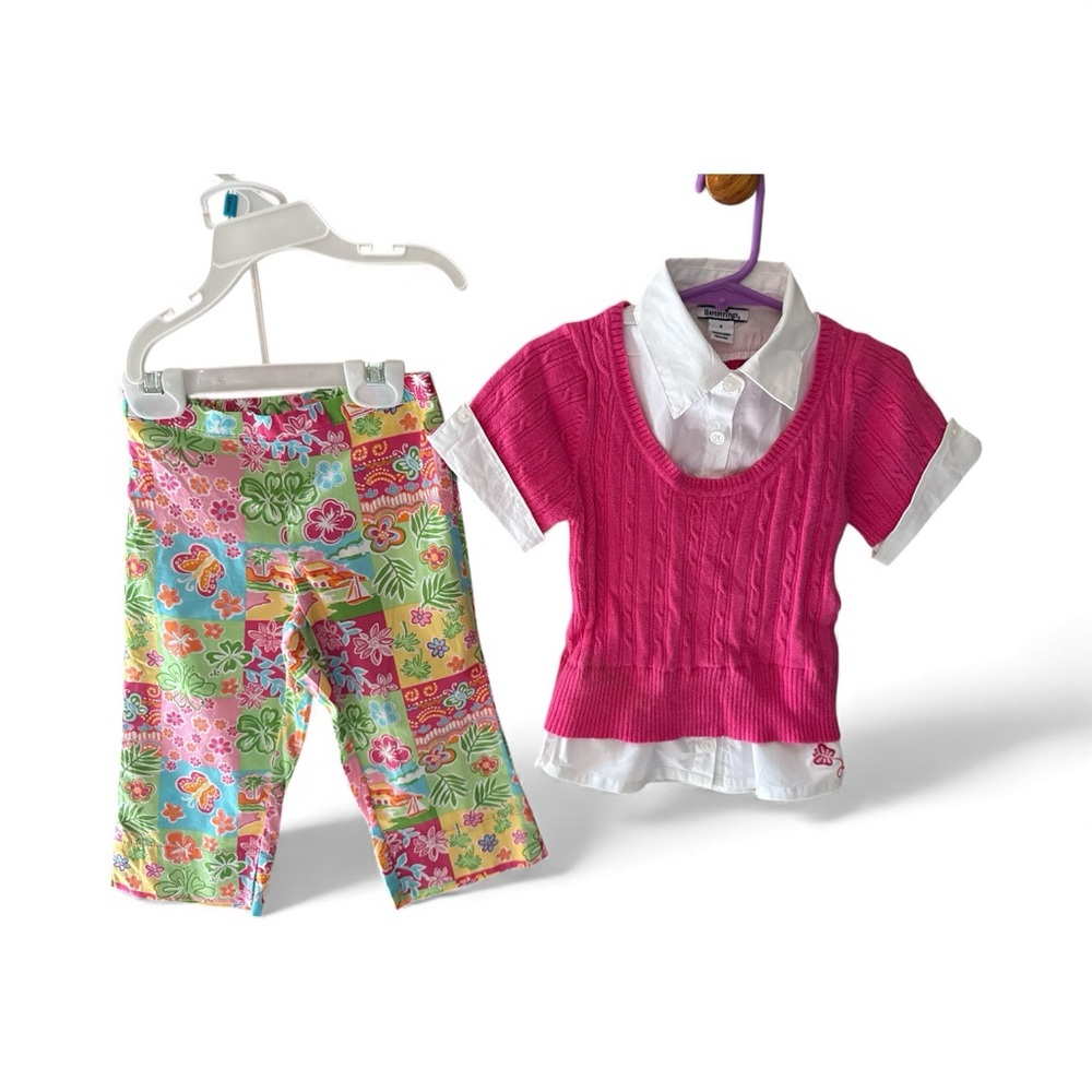 HARTSTRINGS girls 2pc, sz 4, LN! Sweater vest w/ built in white top, match pants